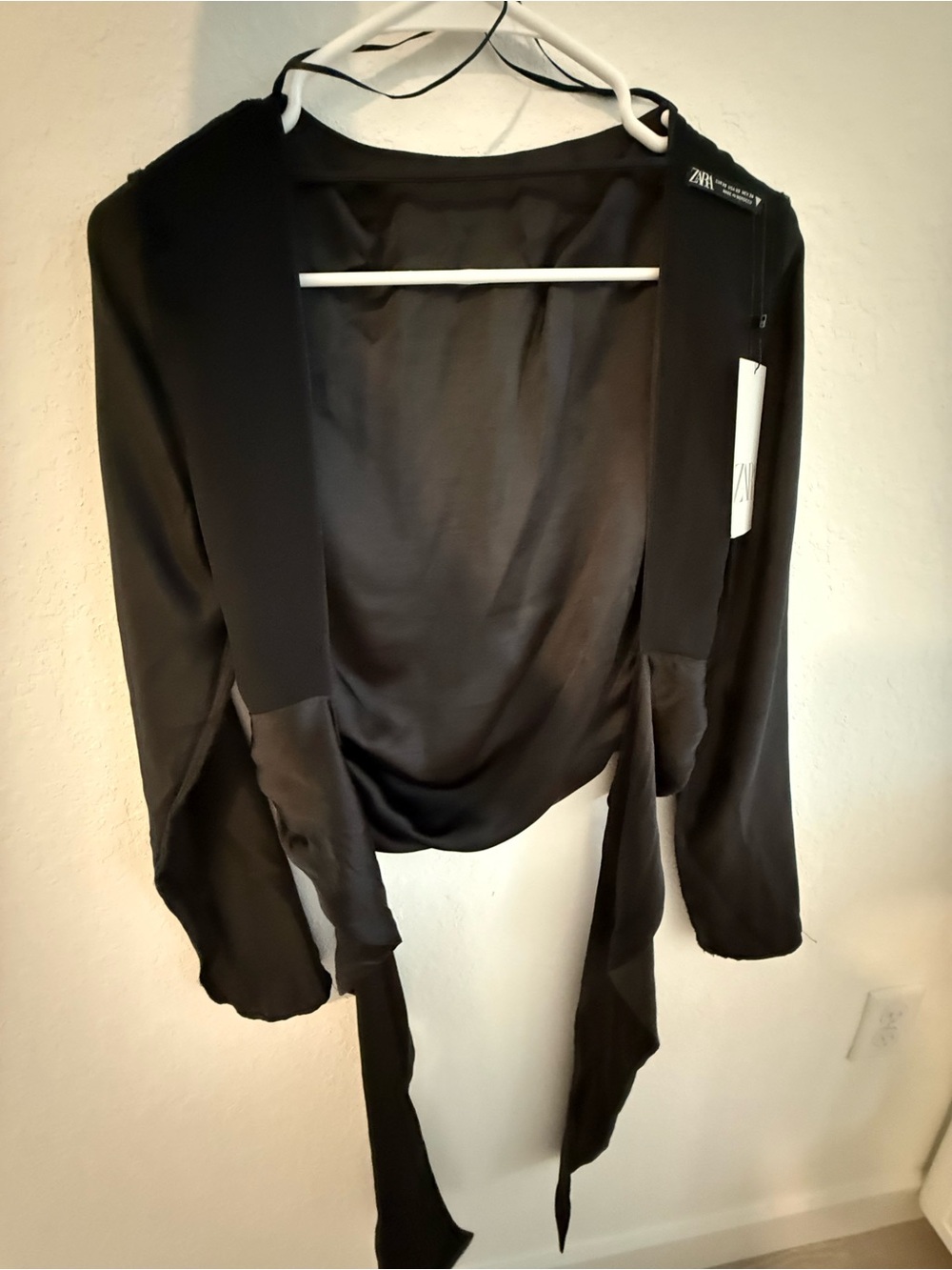 Zara Black Satin Tie-Back Bolero